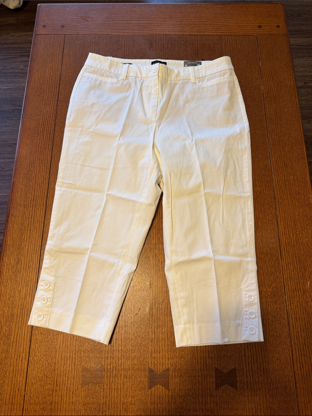 Talbots White Button-Hem Bermuda Shorts